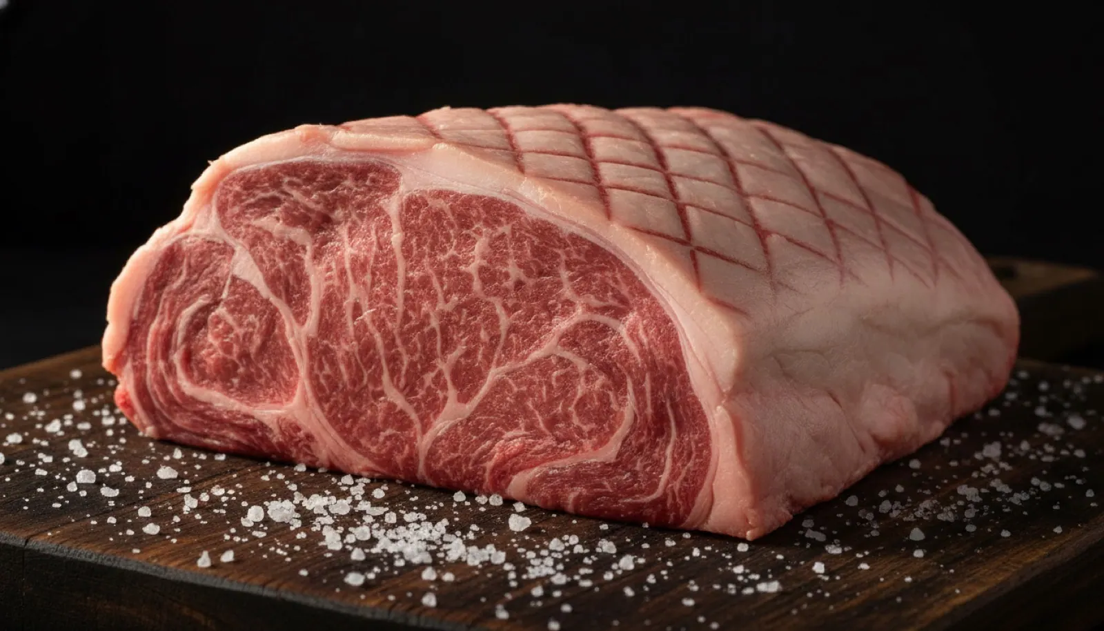 Picanha entera cruda con la grasa cuadriculada