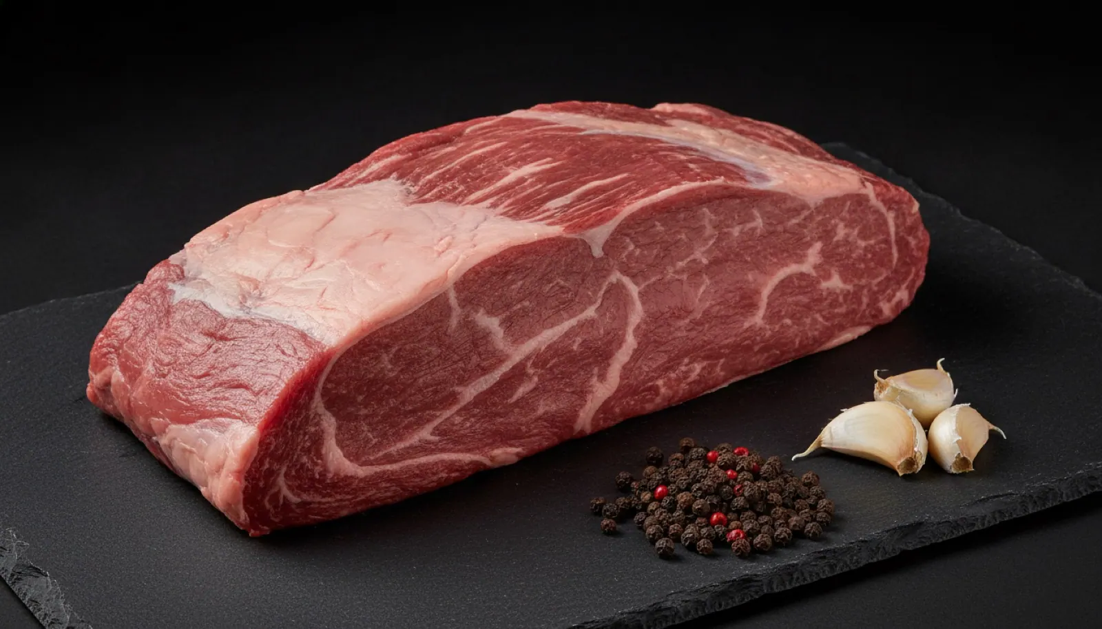 Tri-tip crudo sobre pizarra oscura